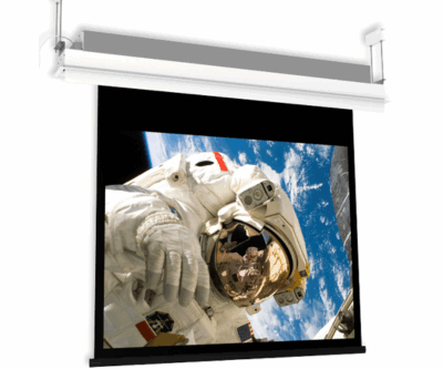 HOME CINEMA motorized projection screen – 160cm to 400cm – in-ceiling installation, extra drop, dual motors